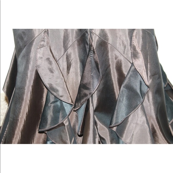 Badgley Mischka Bridesmaid Brown Gown Wedding Strapless Sweetheart Ruffle 10 - Picture 9 of 12